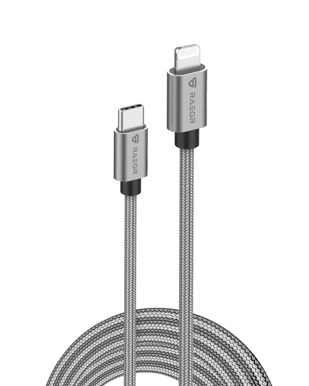 RAEGRRapidLine 500LC USB Type-C Cable | Braided Sync & Charge Cable | Compatible with MacBooks, iPads, iPhone 16 Series/iPhone 15 Series/iPhone 14 Series (2M) - Grey RG10360