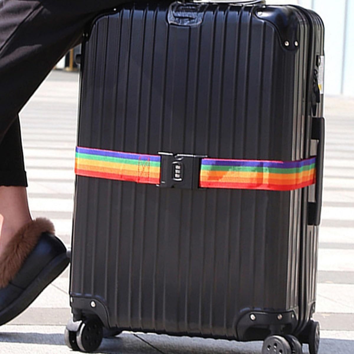 4 Pezzi Cinture per Valigie Color Arcobaleno in Polipropilene Protezione Extra Leggere per Viaggio e Uscite