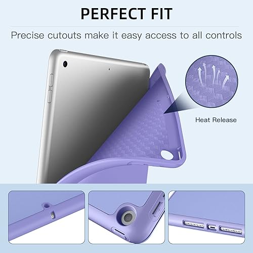 Miniatura 41 de Mastten Funda compatible con iPad de 9ª/8ª/7ª generación, para iPad de 10.2 pulgadas con soporte para lápiz, cubierta trasera de TPU Smart Stand