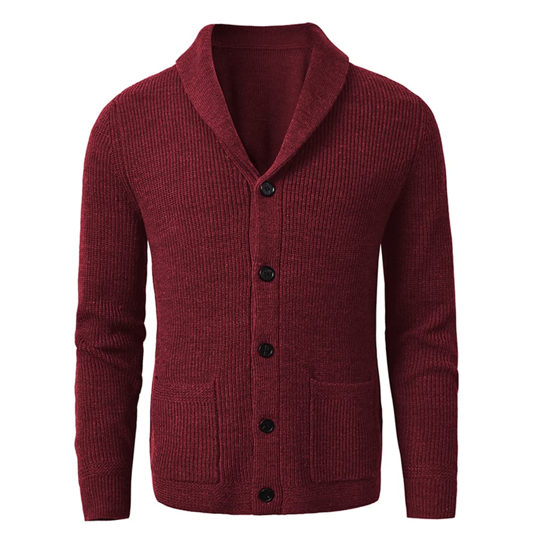 Vogrtcc Męski szal kołnierz kardigan sweter wełniany sweter guzik dzianinowy slim fit płaszcz, Chiny, 4XL
