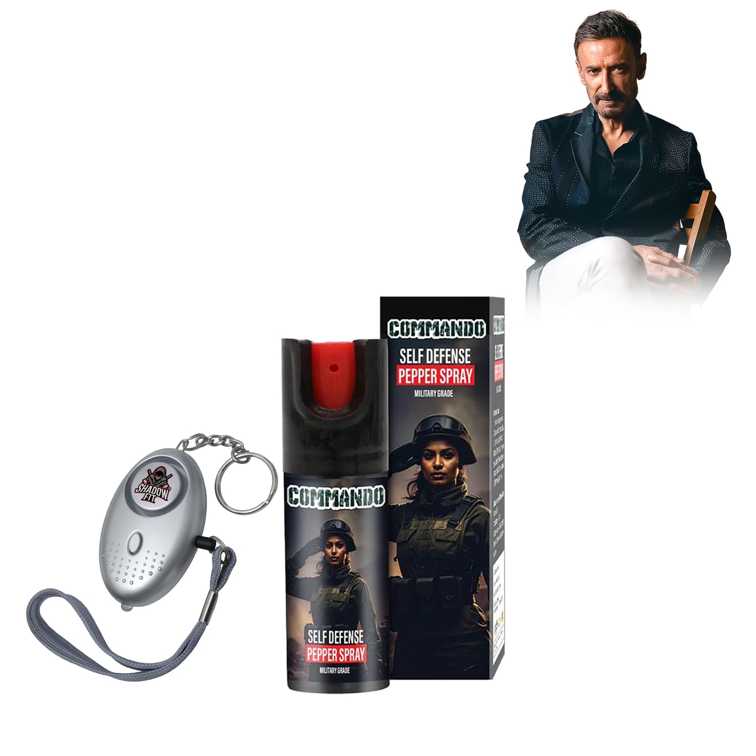 Pepper Spray & Self Defense Emergency Alarm Keychain Combo for Women Safety | Personal Protection & Security Devices for Women, Girls & Kids | Anti-Attack, Travel & Outdoor Safety Kit - (Grey)