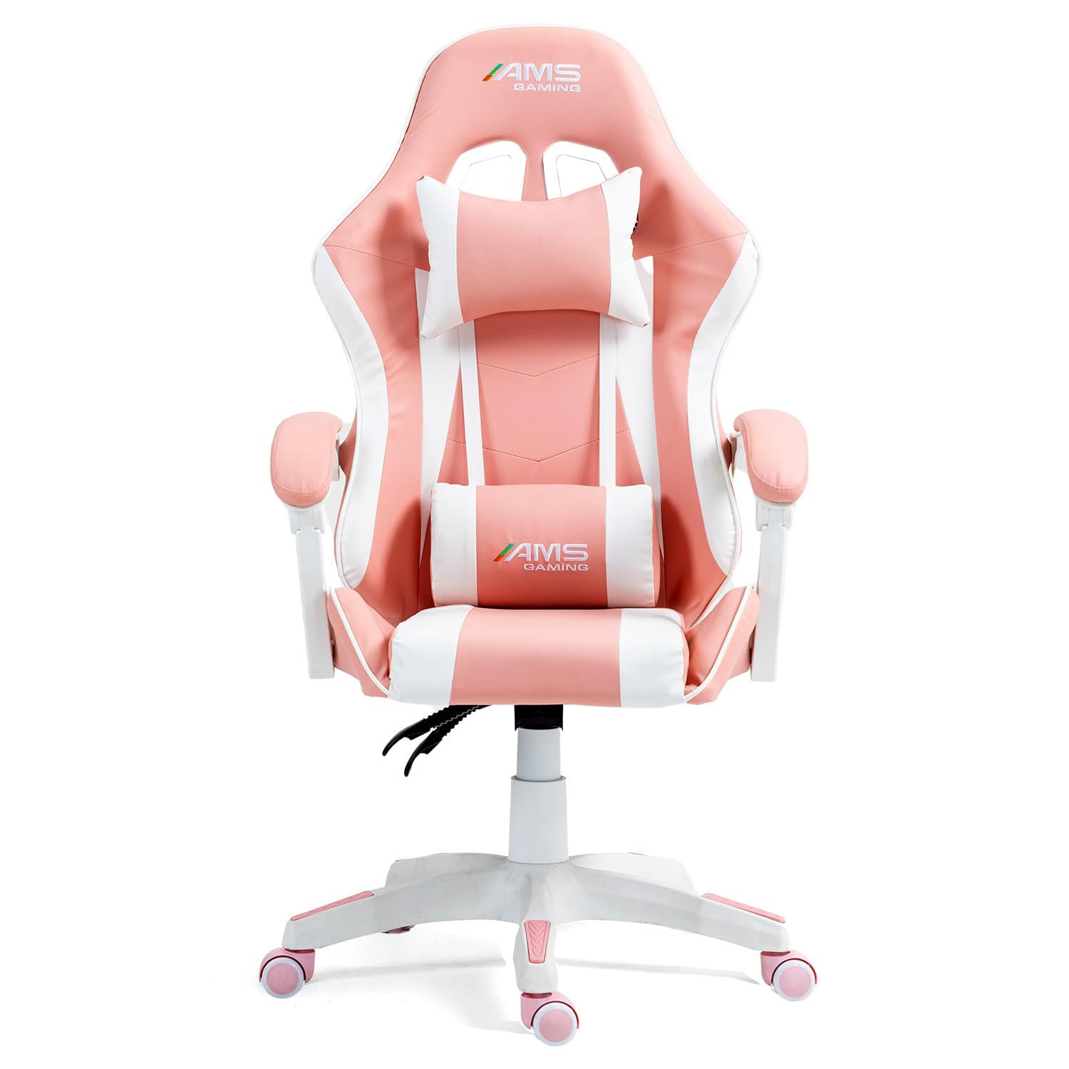 Chaise Gamer#02-Pink Coloris Noir & Rose - Coussin Lombaire & appuie tête - Siège Gaming