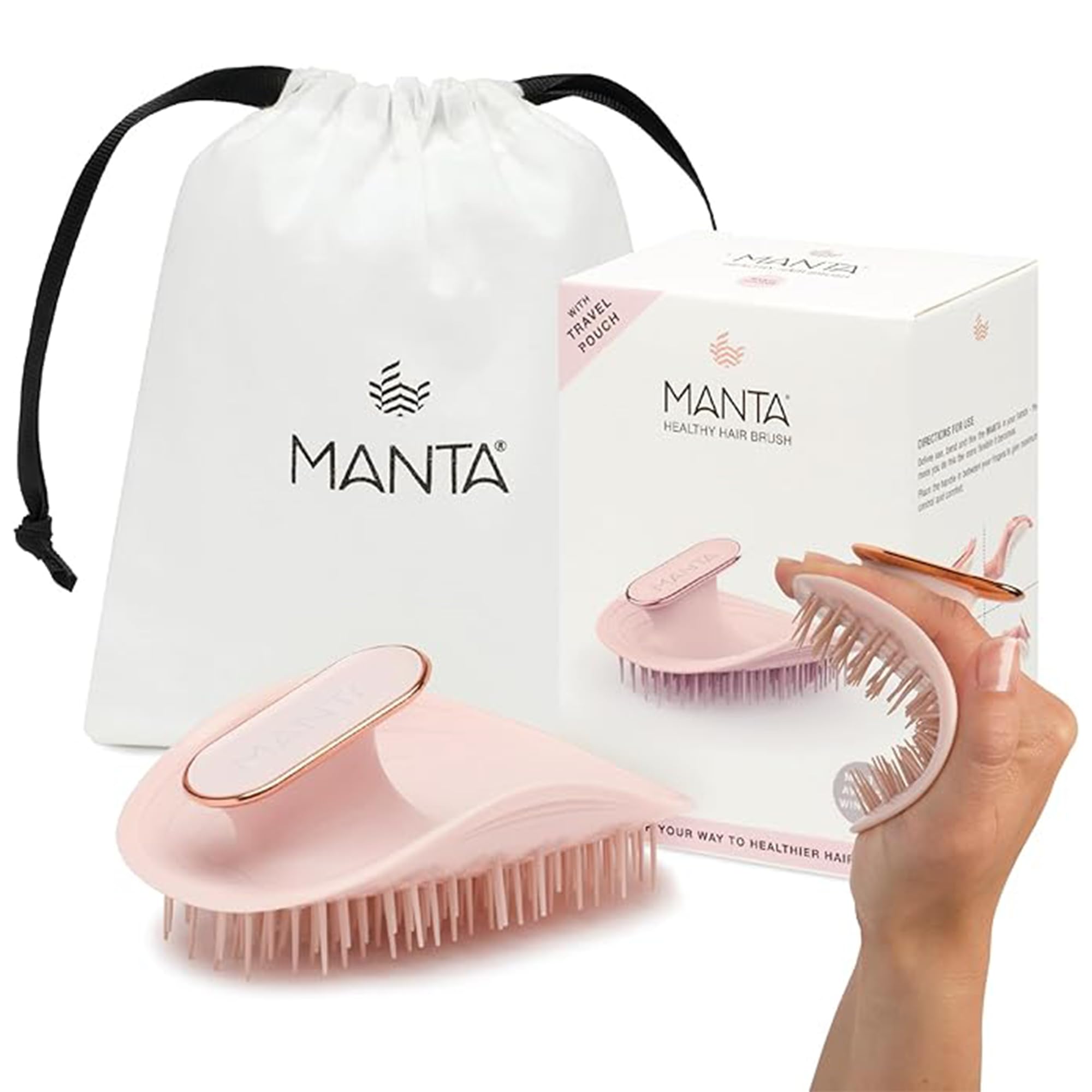 Spazzola Originale Manta Anti-Rottura – La Migliore Spazzola Districante e Flessibile per Capelli Sani, Diradati e di Tutti i Tipi, Cura Delicata dei Capelli per Donne e Uomini, Rosa