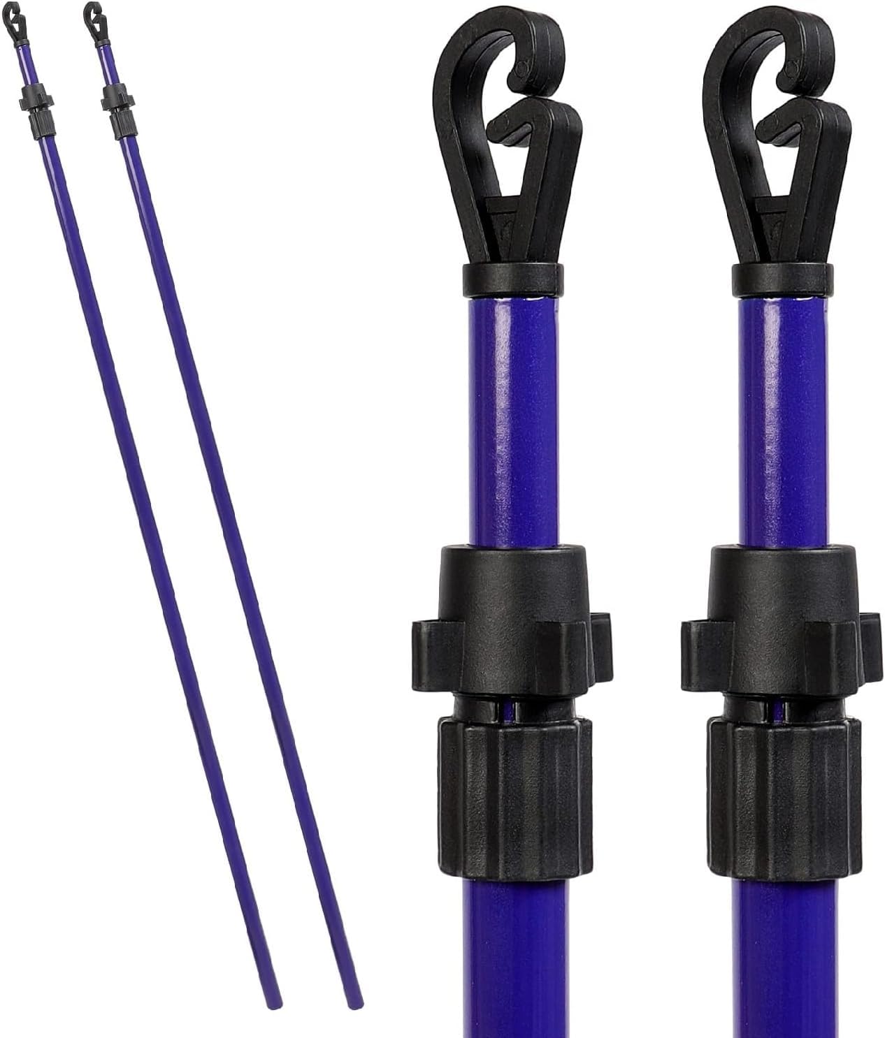 Kaynur Multicolor 2 Pack Telescopic Washing Line Props 2.4M, Stainless Steel Clothes Props For Washing Line Outside, Heavy Duty Laundry Support Poles With G Hook And Ground Base