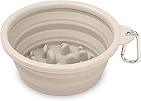 Bonza Collapsible Dog Slow Feeder Bowl - Portable Silicone Travel Bowl for Food & Water, Anti-Choking Slow Eating, All Breeds, BPA-Free, Dishwasher Safe