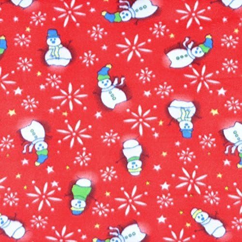 Red Snowman Anti Pill Christmas & Winter Holiday Fleece Fabric, 60” Inches Wide – Sold By The Yard