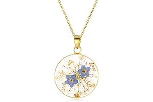Forget-Me-Not & Queen Anne's Lace Pressed Wildflower Necklace: A Nature's Embrace