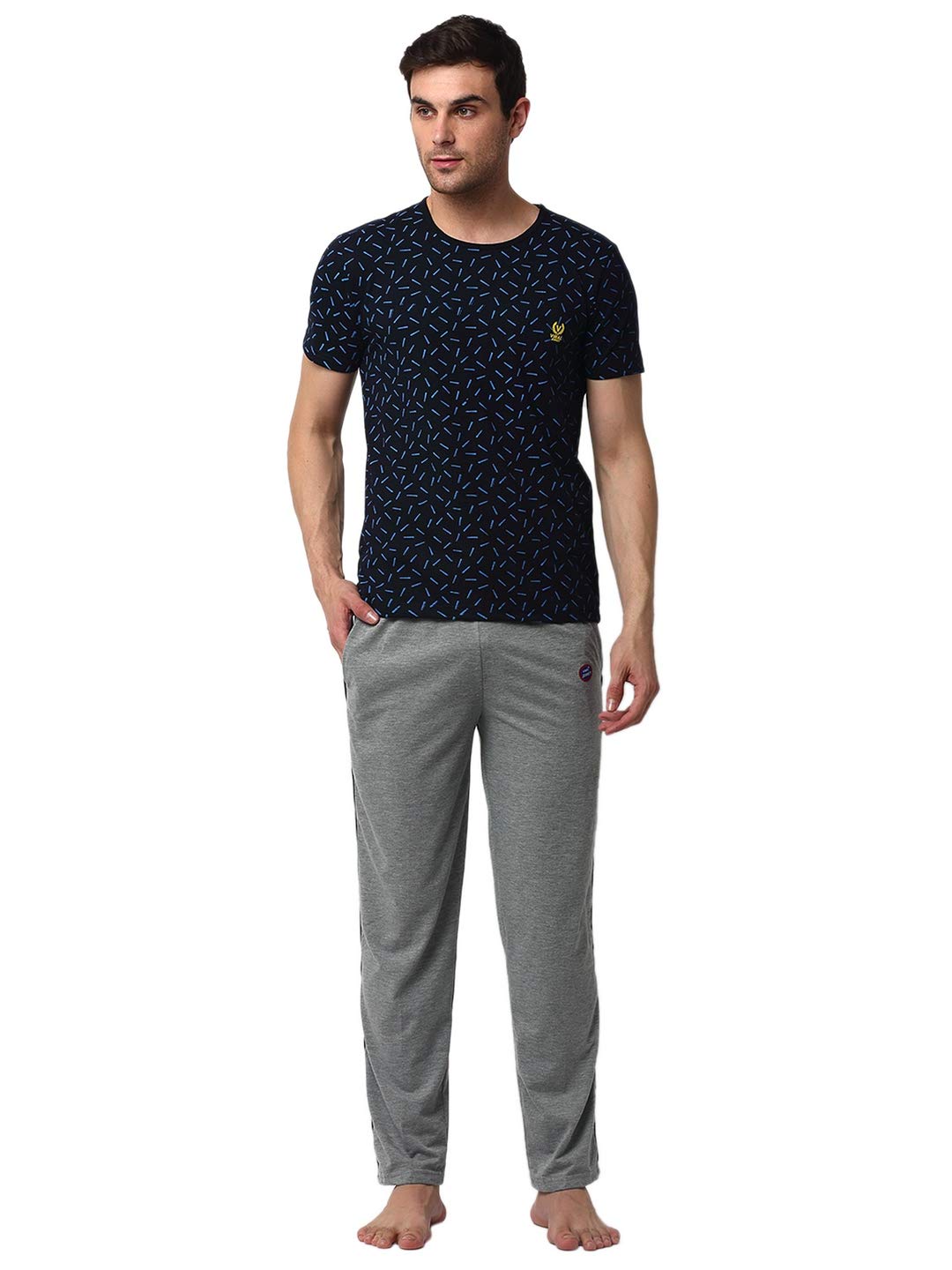 mack jonney Men Cotton Blend Relaxed Night Suit Co-Ord Set with Round Neck Half Sleeve T-Shirt and Track Pant-Vj-Mns-Ttp-Group11-picture-51