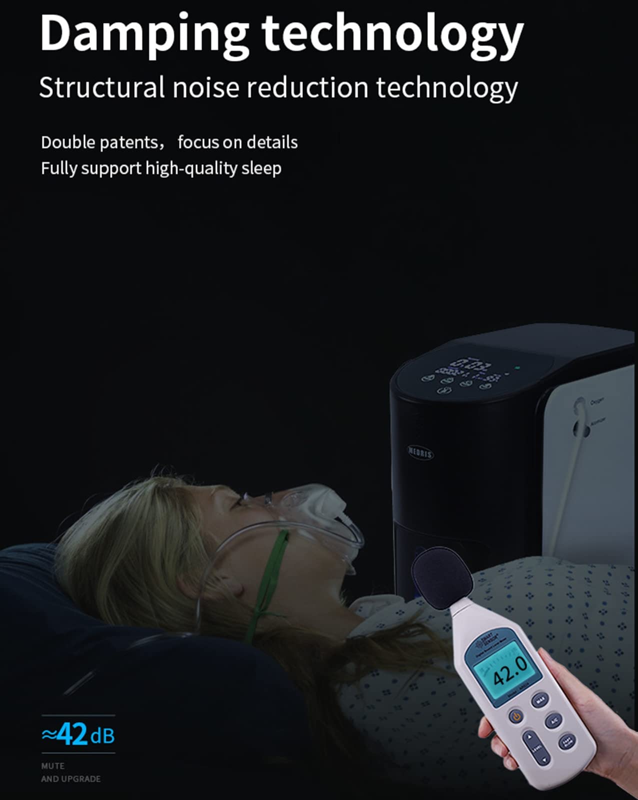 Concentratore di Ossigeno, 98% di Elevata Purezza 1-7 L/min di Flusso Regolabile Macchina di Ossigeno con Funzione di Atomizzazione, a Basso Rumore per Uso Domestico e Cura Personale.,JY102WB