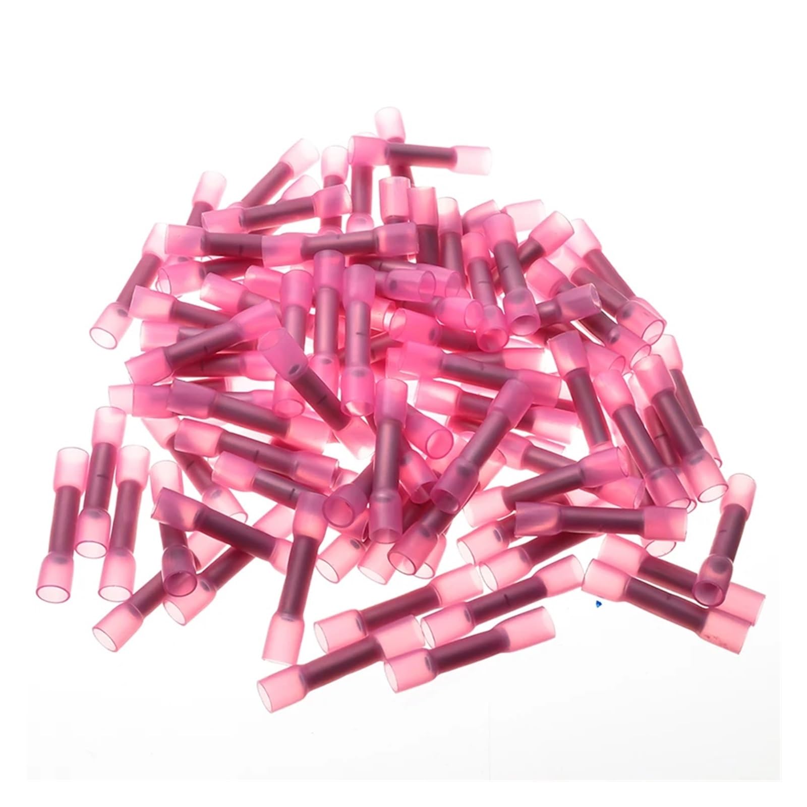 DSZUJTYROP 100pcs/lot 0.5-1.5mm Red Heat Shrink Butt Crimp Connector Insulated Heatshrink Electrical Wire Cable Terminal Connector Kit