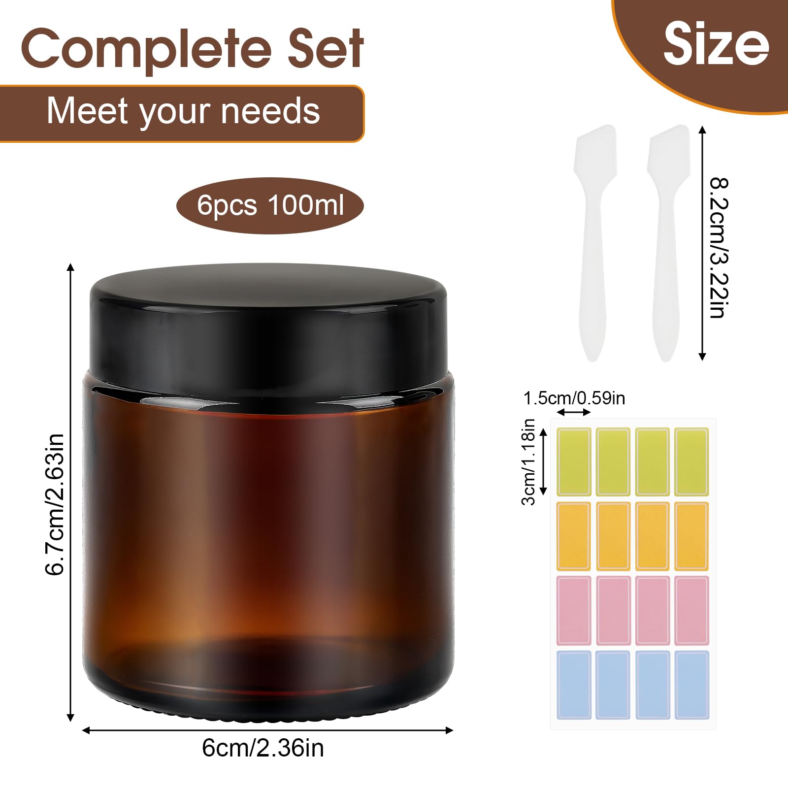 100ml Amber Glass Jars - Image 2