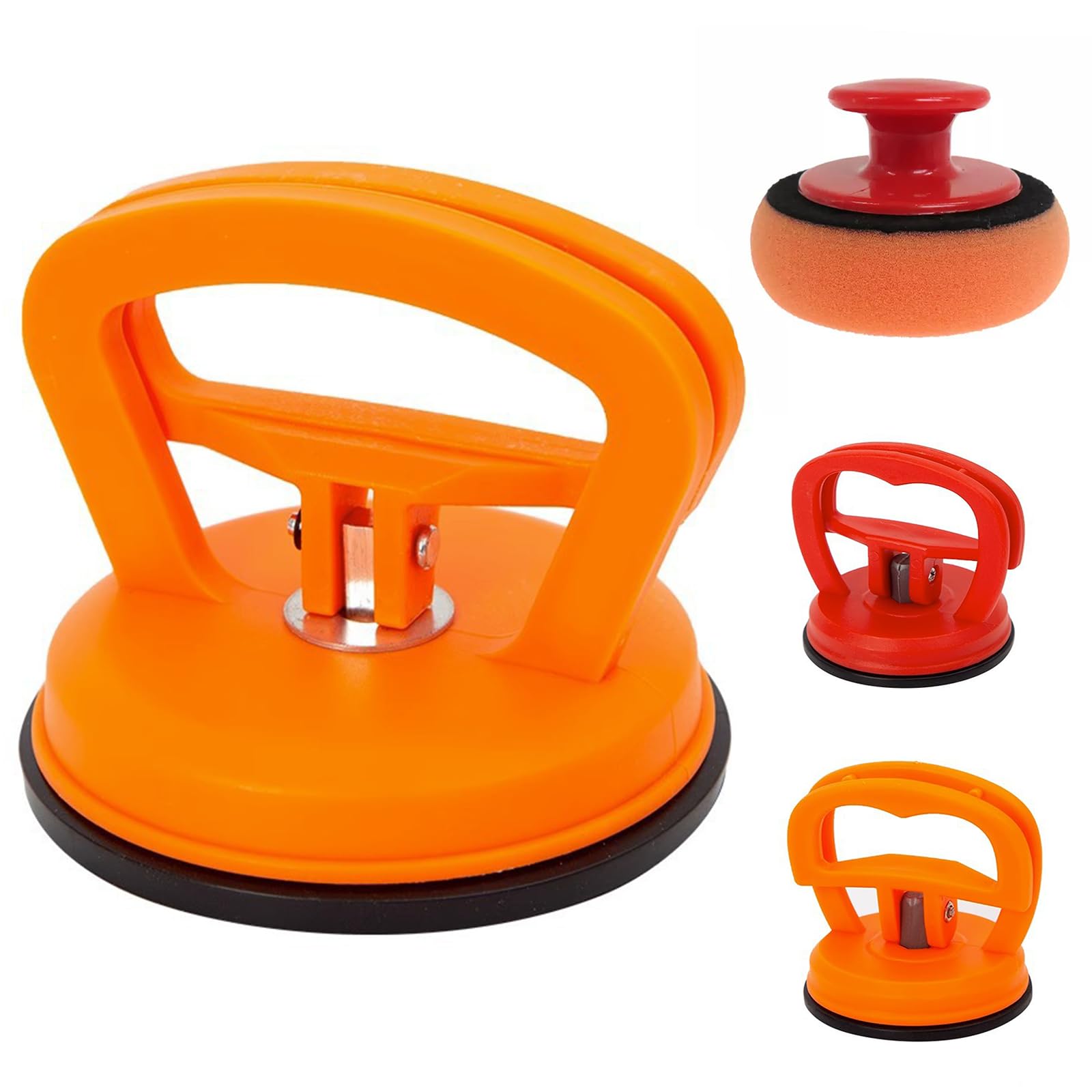 Renyanoos 3-Piece Car Dent Repair Suction Cup Set, 1 Large + 2 Small – Strong Vacuum Dent Puller for Car, Glass & Tiles with Polishing Sponge –