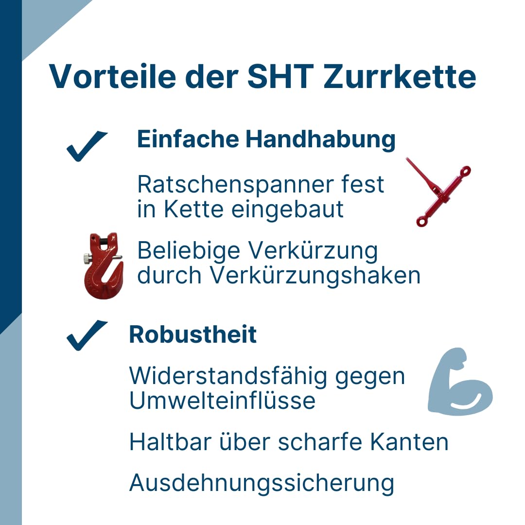 SHT Zurrkette einteilig Spannkette RLS-16mm Güteklasse 8 | Zugkraft: 16000 daN | Nutzlänge: 3m
