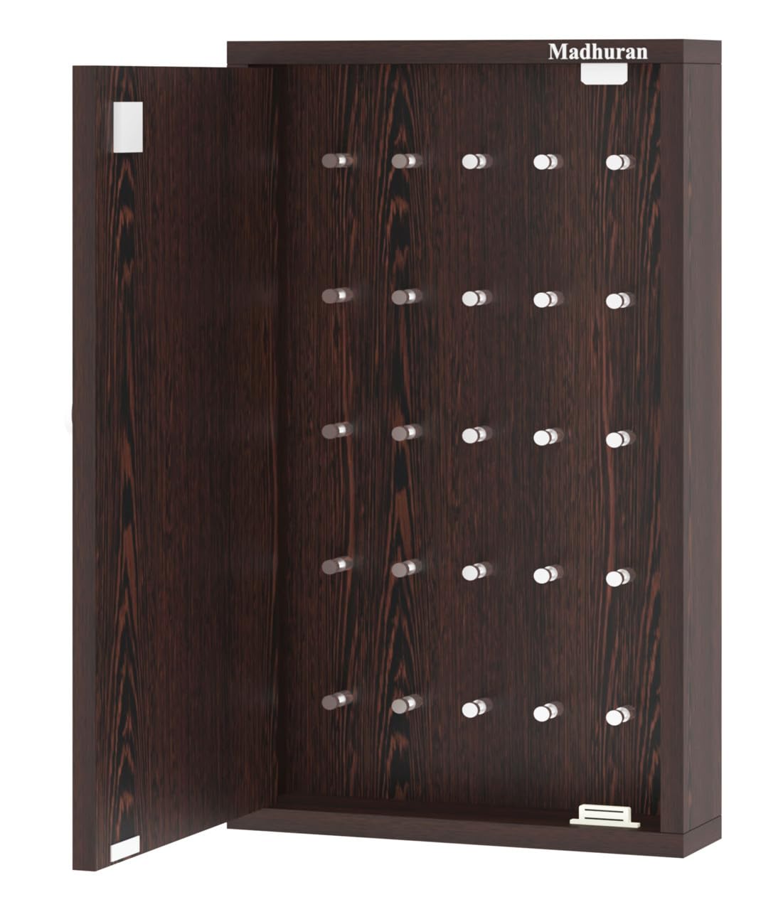 Madhuran Kivi Engineered Wood Wall Mounted Lockable Keys Safe Cabinet (25, Hooks Wenge) Office Hotels Parking Furniture Wooden Chain Holders Hanger-image-5