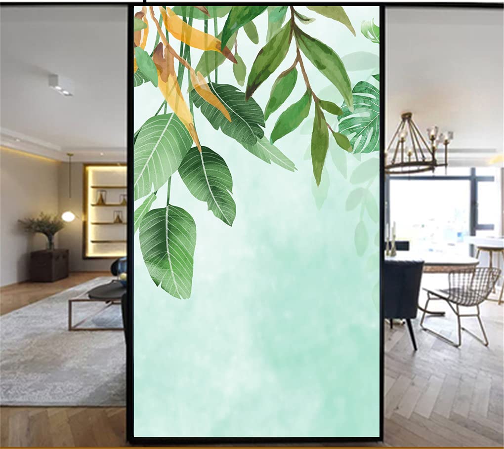 Película de Ventana Película de privacidad for ventanas, pegatinas decorativas for ventanas con flores de plantas, vidrieras, sin pegamento, adhesivo estático, adhesivo for ventanas esmeriladas Ventan
