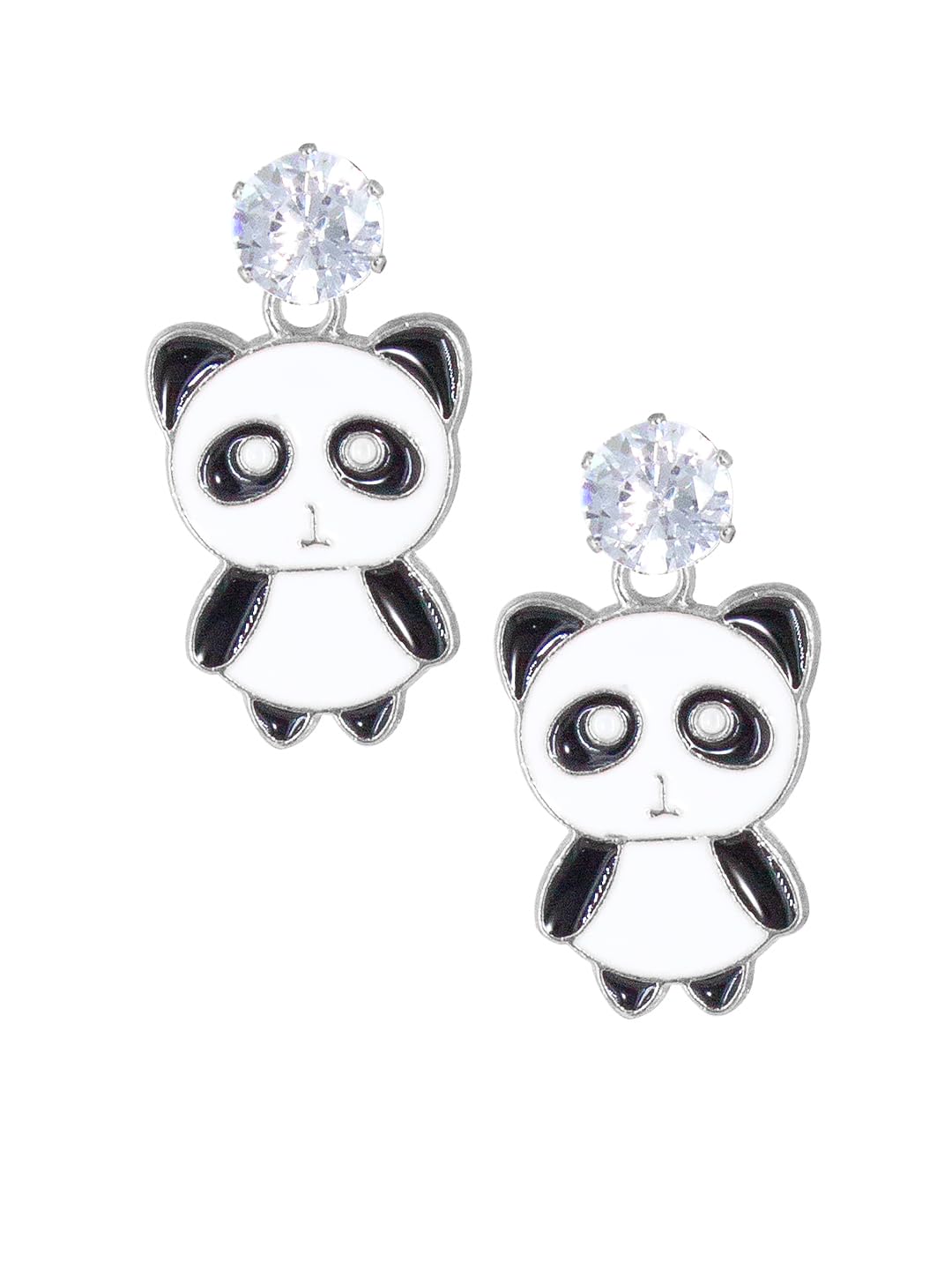 Earrings for Women Rhodium Plated Cute Staright Face Panda Earrings for Women and Girls