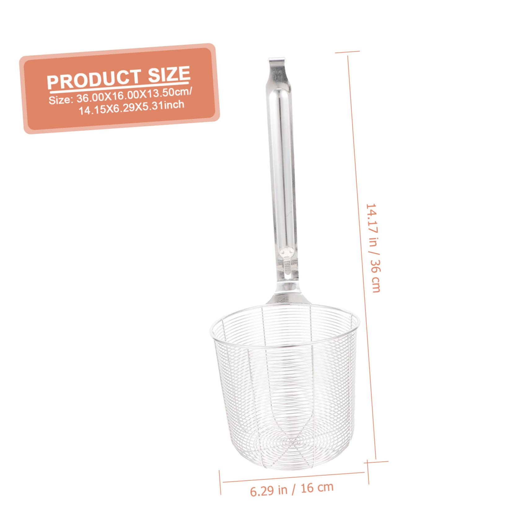 Colador de Acero Inoxidable Resistente Corrosión, Malla Fina para Freír y Escurrir Verduras, Utensilio de Cocina Duradero con Mango Largo para Uso Diario