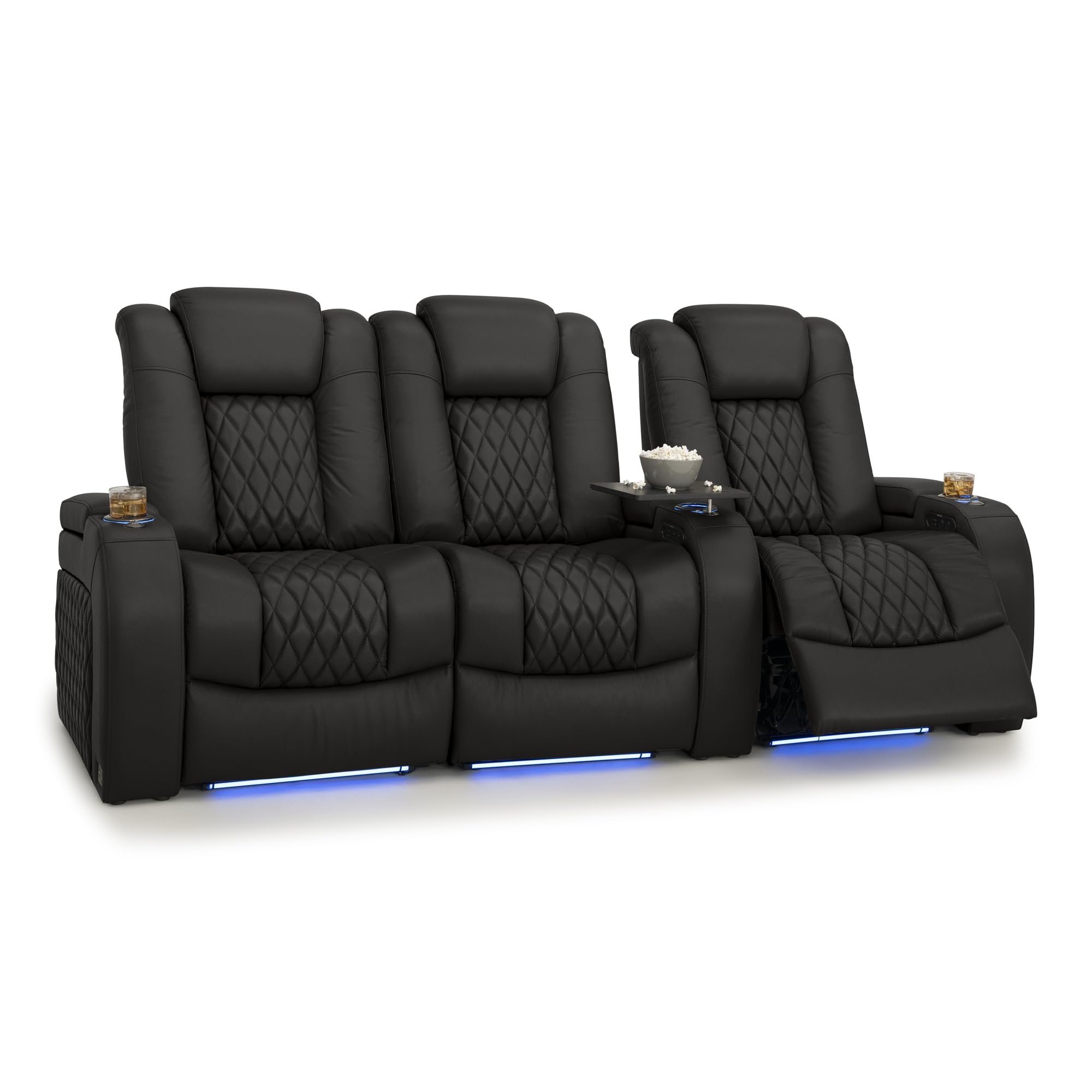 Seatcraft Diamante Home Theater Seating Black Row of 3 Left Loveseat