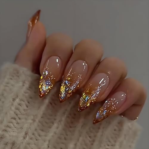 IQXGE Stiletto Acrylic Press on Nails Medium Artificial Acrylic Nails