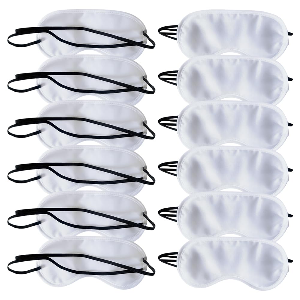 GSHLLO 12 Pcs Solid Color Eye Masks Sleeping Eye Covers Soft Sleep Blindfolds Night Time Eye Masks Elastic