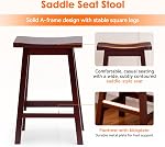 PayLessHere Bar Stools Set of 2 for Kitchen Counter Solid Wooden Saddle Stools 24-Inch Height Home Furniture Barstool, Brown