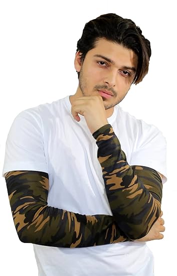 ADD GEAR Full Arm Sleeves - Gives Mild Compression Sports Armlet -1 Pair (Camouflage)