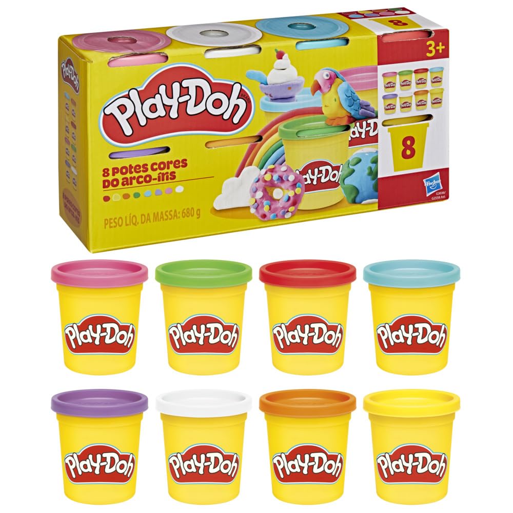 Play-Doh 8 Pack Rainbow Colors, 3 Ounce Cans of Modeling Compound, Kids Arts & Crafts, Preschool Toys for Girls & Boys 3+