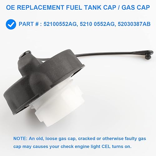 Miniatura 2 de Tapa de gasolina, tapa de combustible de repuesto 52100552AG, 52030387AB, 52030387AA compatible con Jeep - Jeep Wrangler JK 2003-2018, Jeep Wrangler