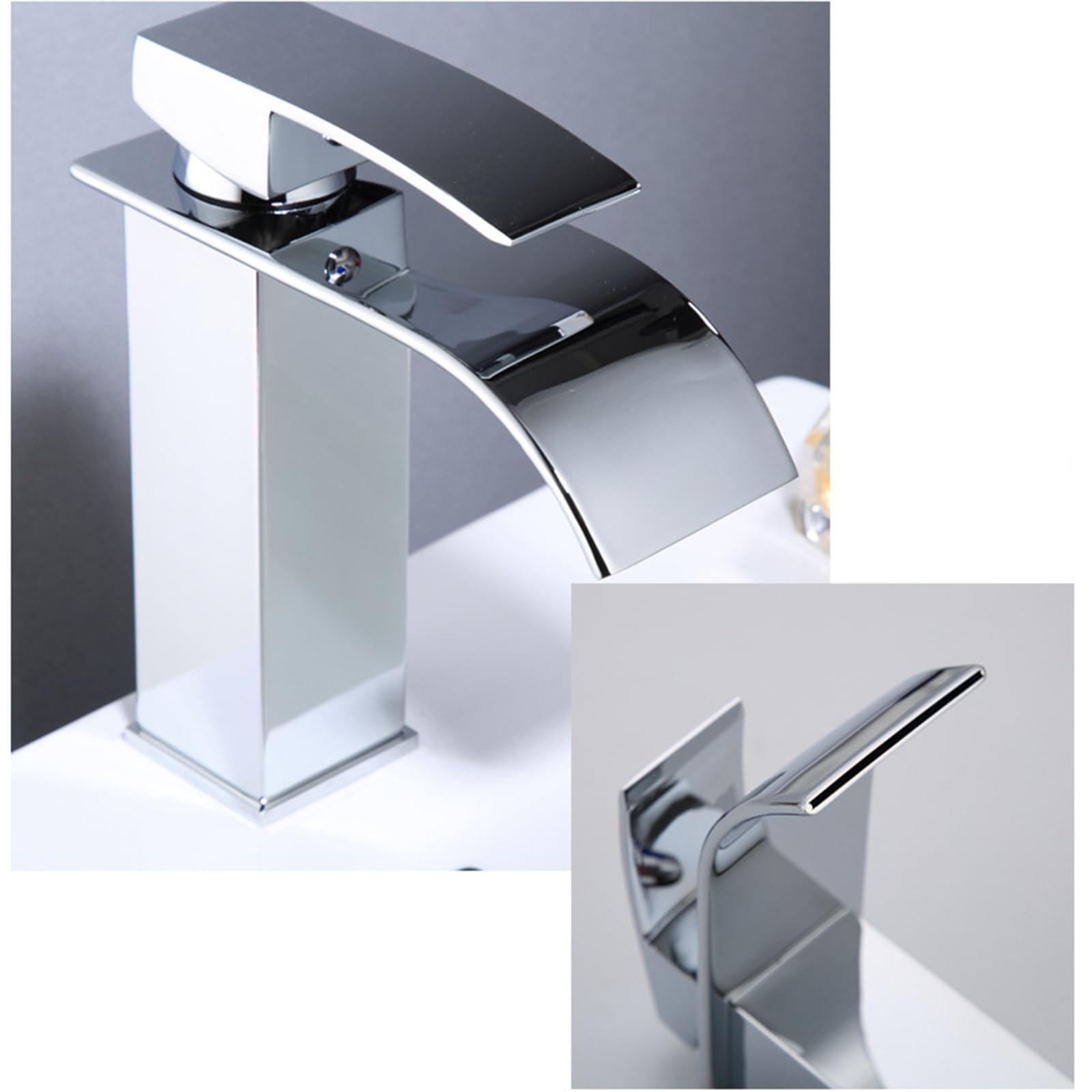 Rubinetto Bagno Lavabo Miscelatore Lavabo Rubinetto per Lavabo Ugello Piatto Cascata Ugello A Foro Singolo Cascata Calda E Fredda Raccordi per Lavello In Oro Rosa Lavabo Rubinetti Bagno