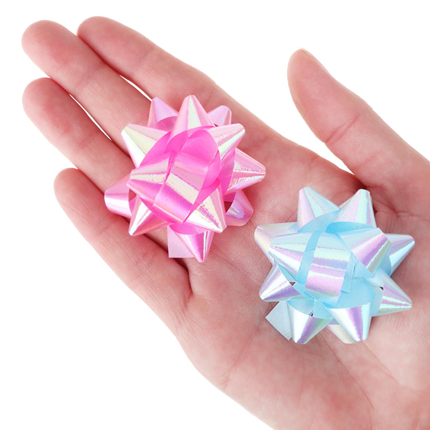 Lazos de Regalo autoadhesivos 5x2 cm Decorativos para Navidad Cumpleaños Bodas (Azul Claro/Rosa/Verde) 60 uds