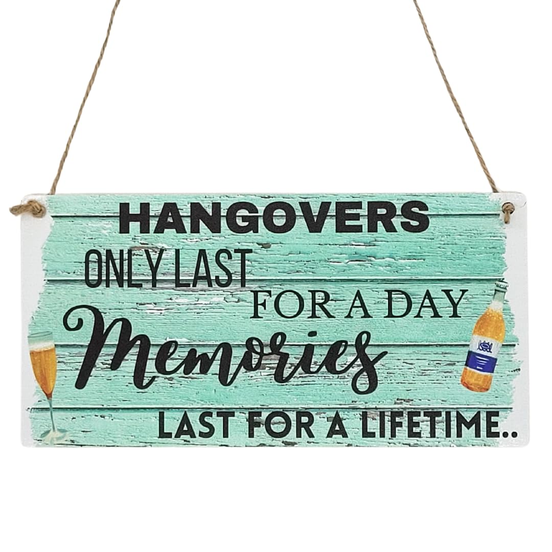 Second Ave Gift Company Wooden/Neutral Second Ave Funny Hangovers Last For A Day Funny Hanging Rectangle Home Sign Plaque
