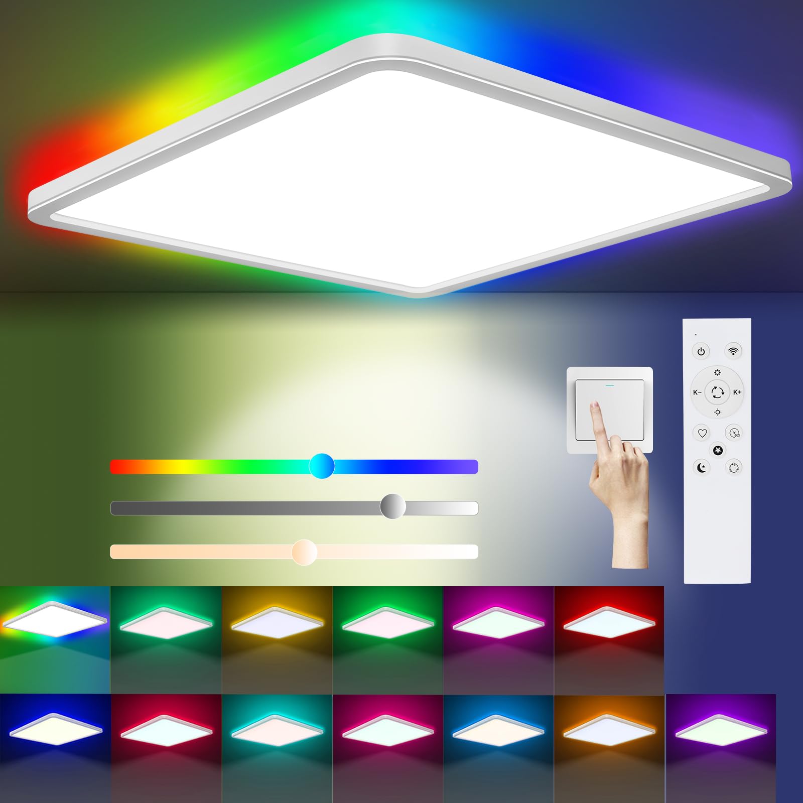 LED Deckenleuchte Dimmbar 24W - RGB Farbwechsel Mit Fernbedienung