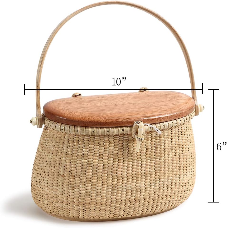 ナンタケットバスケットトールクレセントパースケーンオンケーン織り籐