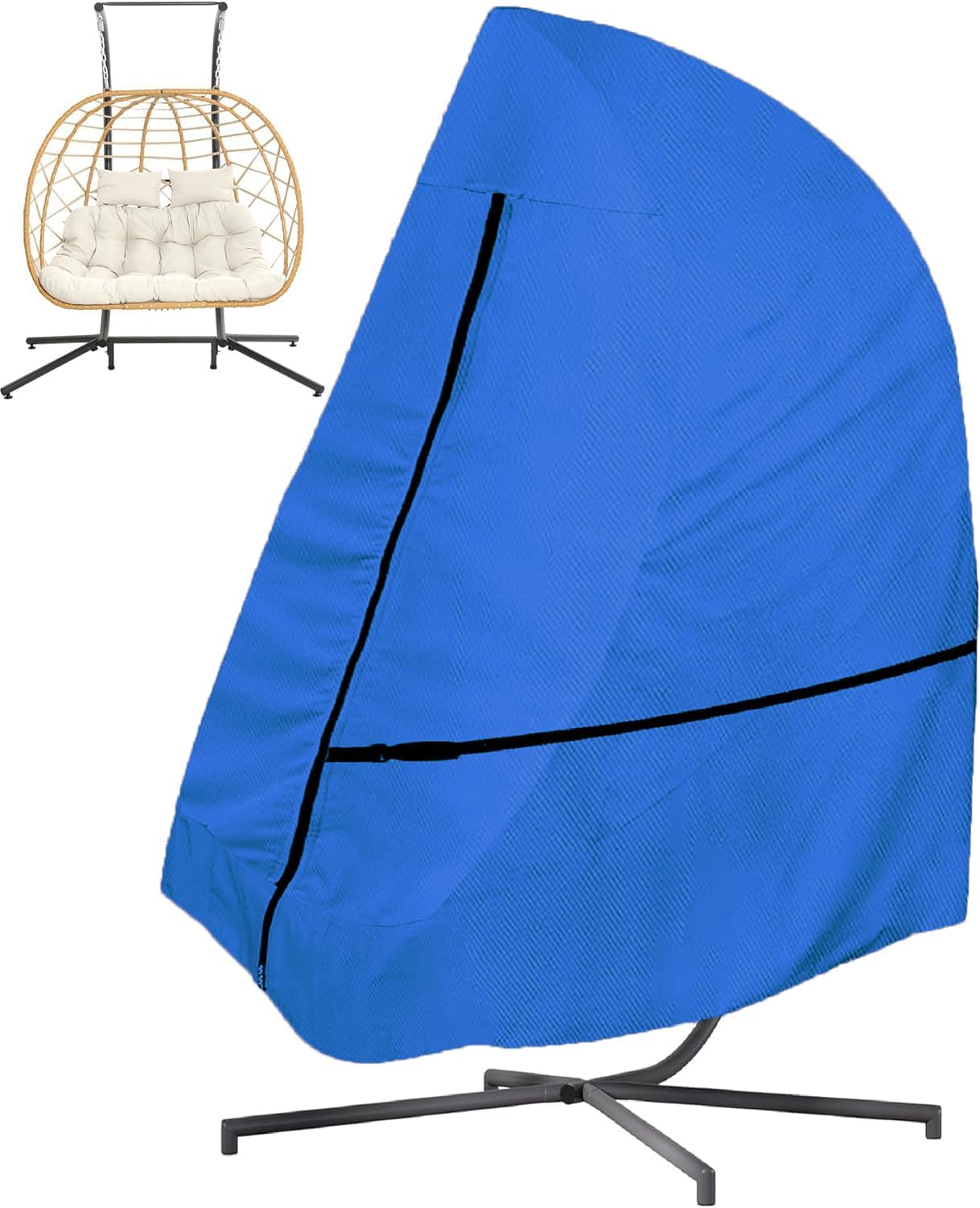 Hängesessel Abdeckung Wasserdicht Schwerlast 600D Oxford Gewebe Hängestuhl Schutzhülle Winterfest Winddicht UV Beständiges Abdeckung für Hängekorb Hängeschaukel Schwingsessel -- 232x203cm
