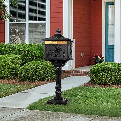 Polar Aurora Mailbox Cast Aluminum Black Mail Box Postal Box Security Heavy Duty New