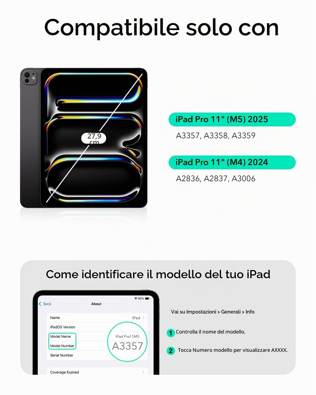 ESR per iPad Pro 11" (M5/M4) Custodia con Tastiera, Supporto Multi-angolo | Tastiera magnetica rimovibile, verticale e orizzontale, grande trackpad, tasti retroilluminati, DEU QWERTZ, Grigio Scuro