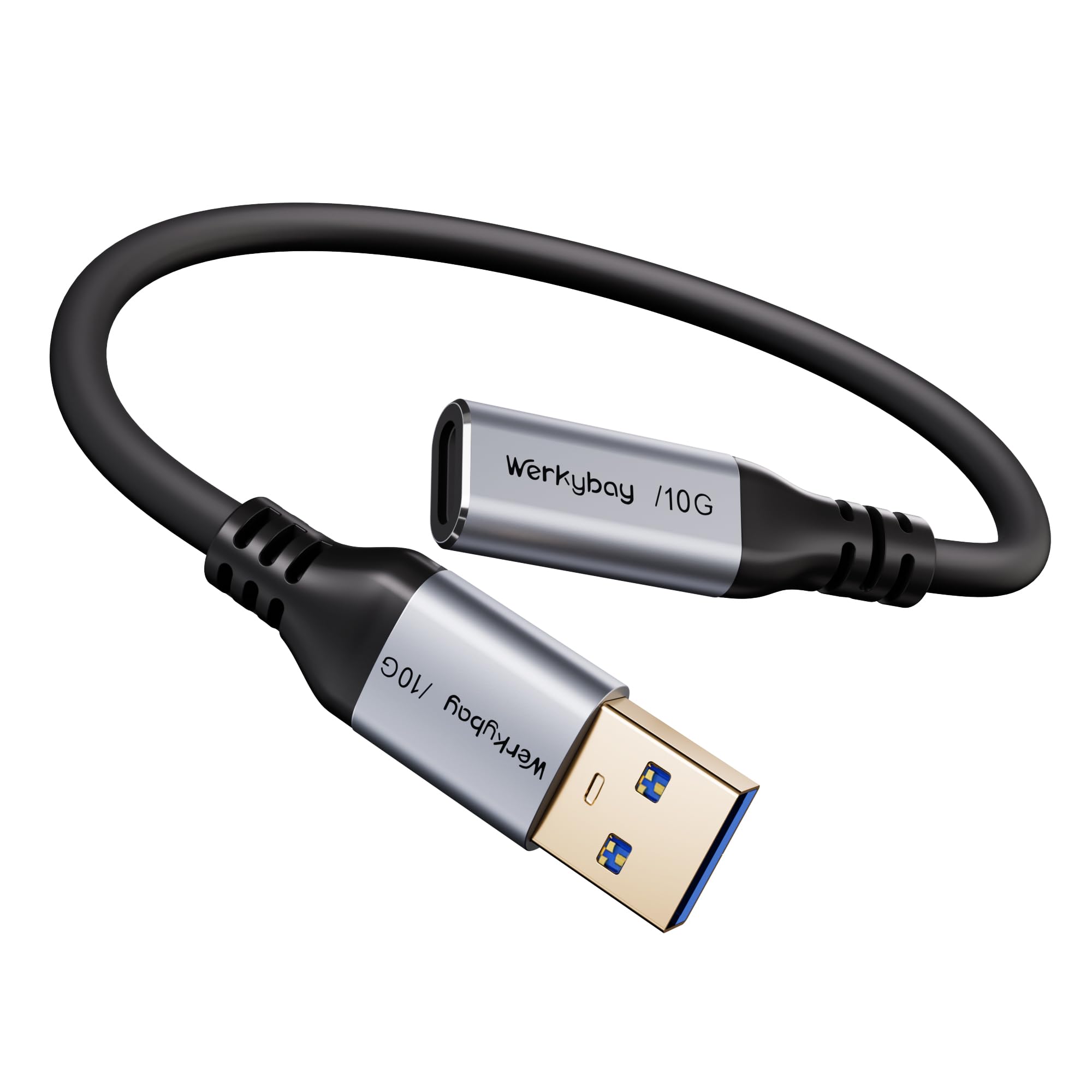 Werkybay USB-C Buchse auf USB-A Stecker Adapterkabel 2m, 10Gbps Typ-C Weiblich zu USB Männlich Datenkabel, Ladekabel für PC, Laptop, Ladegerät, Smartphone, SSD, HDD, Tablet, Hub, U Stick usw.