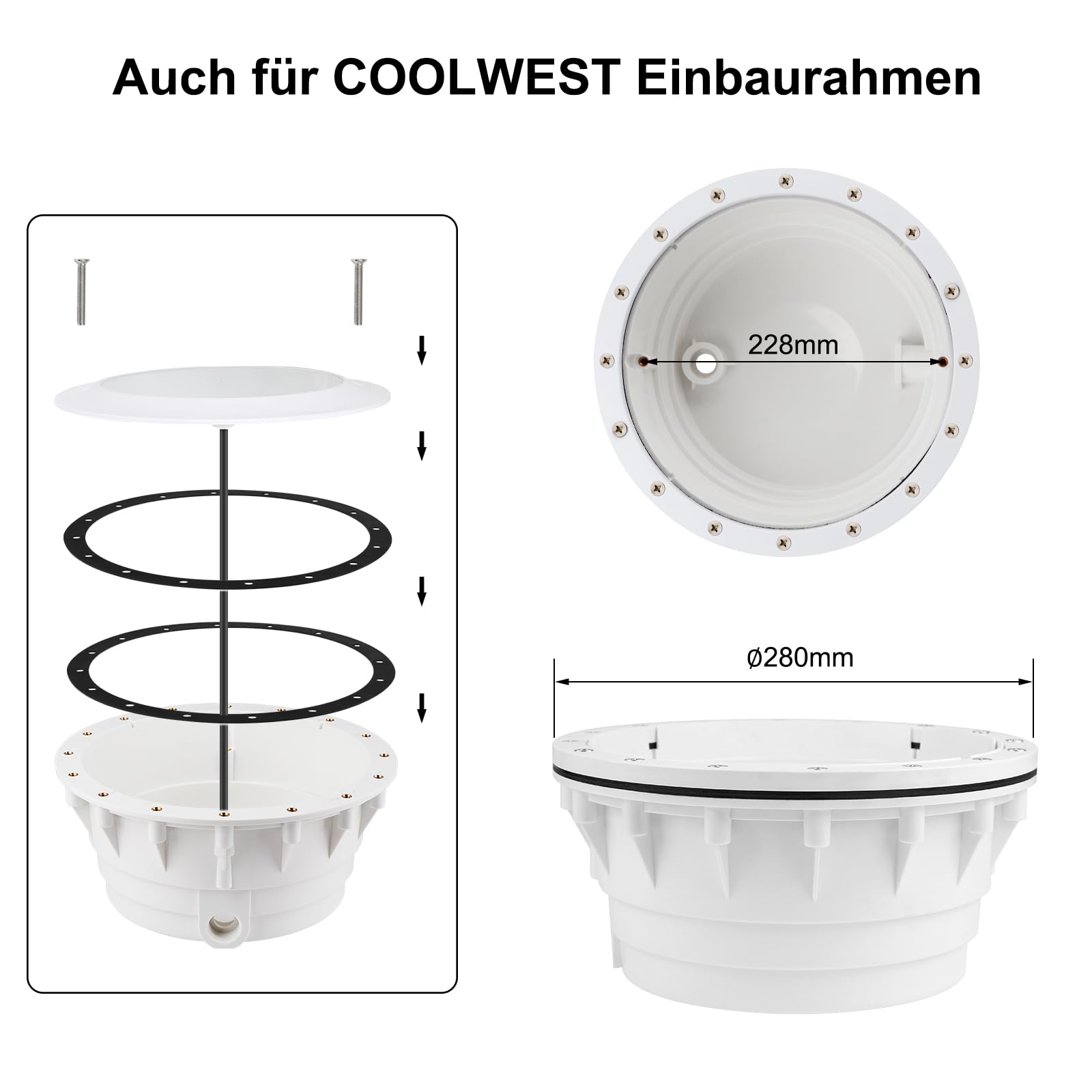 COOLWEST Harz Gefüllt Poolbeleuchtung LED 32W RGB, Ultraflach Poolscheinwerfer mit Fernbedienung Colour Changing Schwimmbad LED Lampe, IP68 Wasserdicht, 24V DC, Aufputzmontage