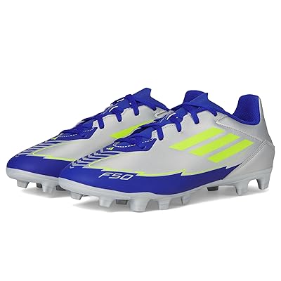 adidas F50 Club Messi Firm Ground/Multi Ground Soccer Cleats Soccer Shoes Silver Metallic/Solar Yellow/Lucid Blue
