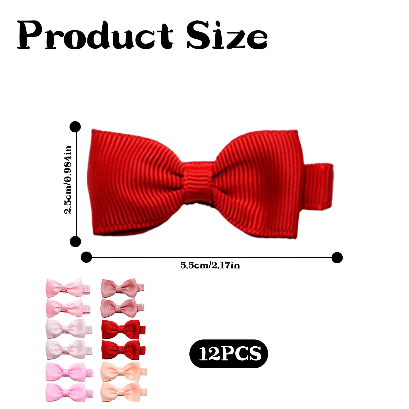 12 Pcs Baby Girls Pink Bow Hair Clips, Girls Hair Clips for Fine Hair Small Toddler Girls Baby Bows - Image 2