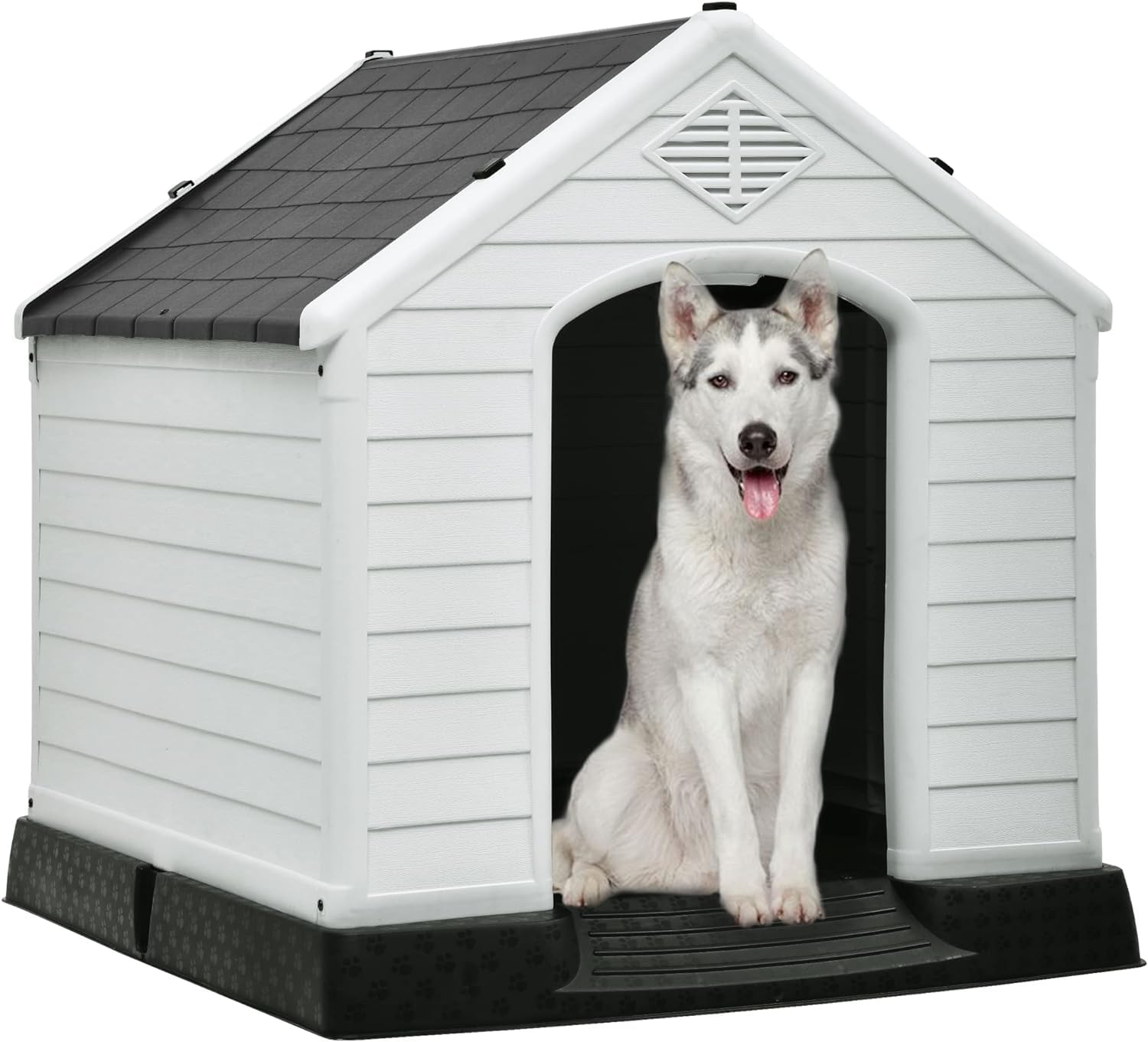 Cuccia per Cani in Plastica per Esterno - Taglia Grande - Resistente e Impermeabile - Facile da Pulire - Ideale per Giardino e Cortile - 99X99XH99 CM
