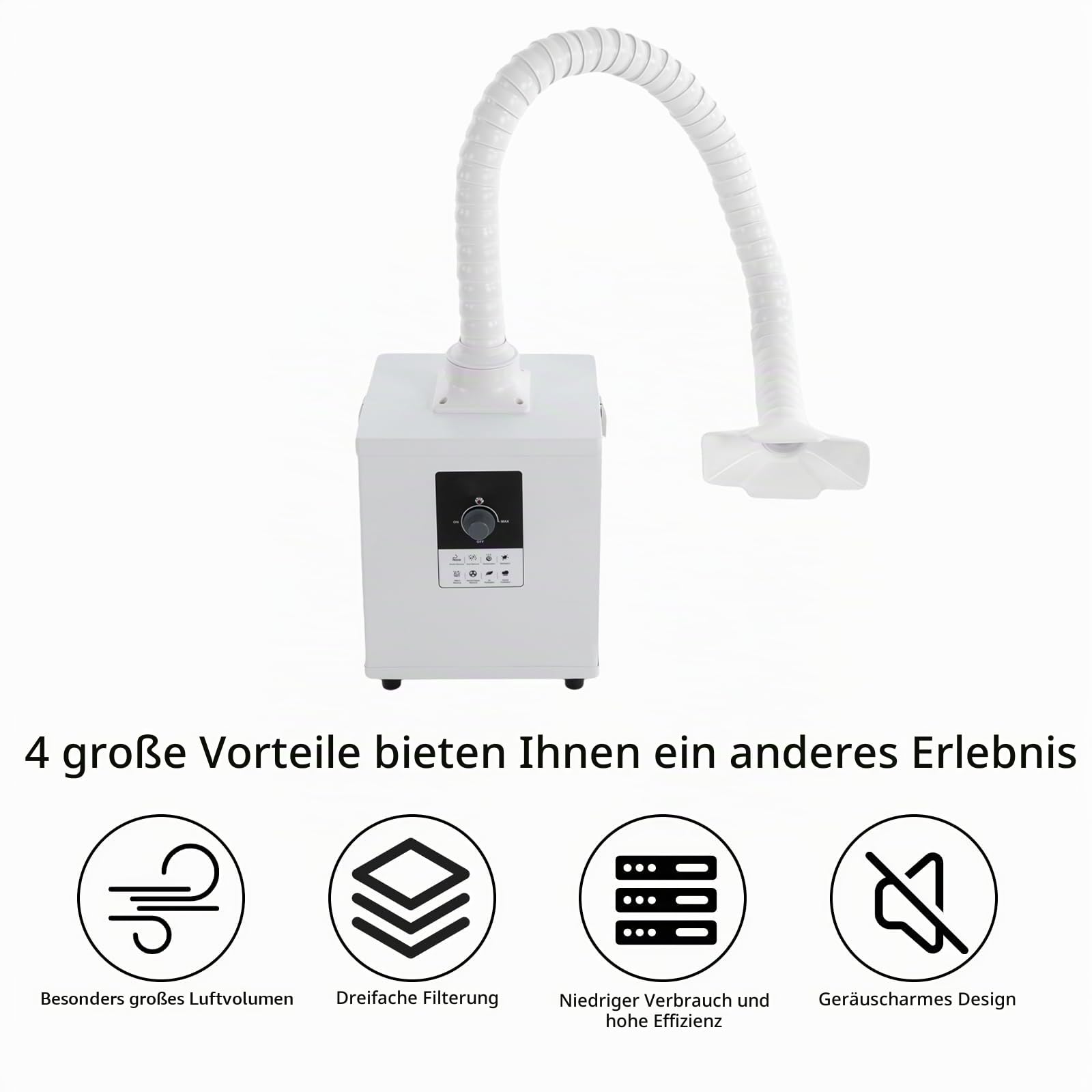 Lötrauchabsorber - Leistungsstarke 258m³/h 150W Absaugung, geräuscharmes, 3-stufiges Filtersystem mit 7 Filtern für lötrauchabsaugung Laserschweißen, Rauchabsaugung und Desktop-Löten(Weiß)