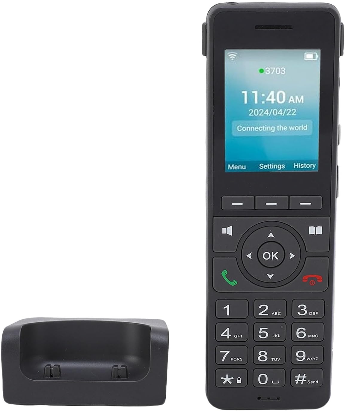 VBESTLIFE 4G LTE Cordless Phone with Dual SIM & WiFi VoIP, 2.4″ Color Screen Portable SIP Phone for Home Office, No Landline Needed, Black (US Version)
