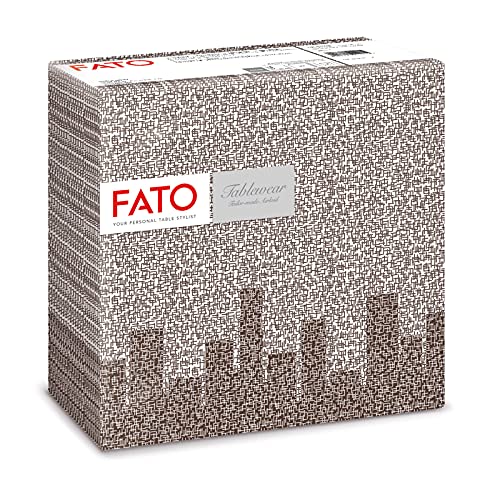 Fato - Serviettes en papier, Airlaid, Effet textile, Paquet de 50 serviettes, Format 40x40 pliées en 4, Décor Skyline Chocolat