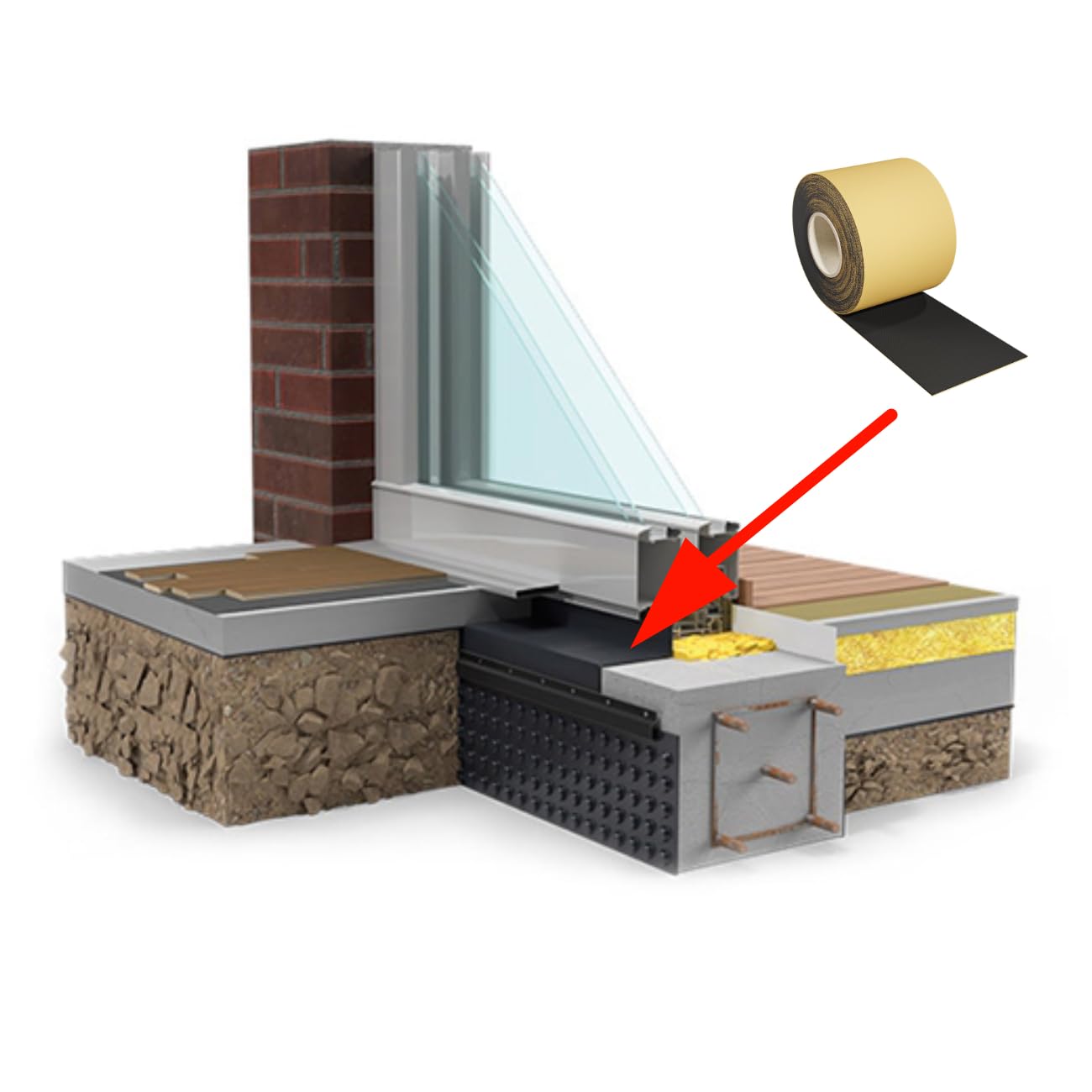 0,75 mm dick selbstklebendes EPDM-Dichtband Dichtungsband starke Haftung Türdichtung für Fenster Cerankochfelder Anfahrschutz (300mm breit x 20lfm lang)