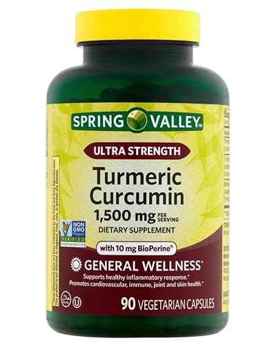 Spring Valley Turmeric Curcumin 1500mg- with Black Pepper Vegetarian Capsules, ...