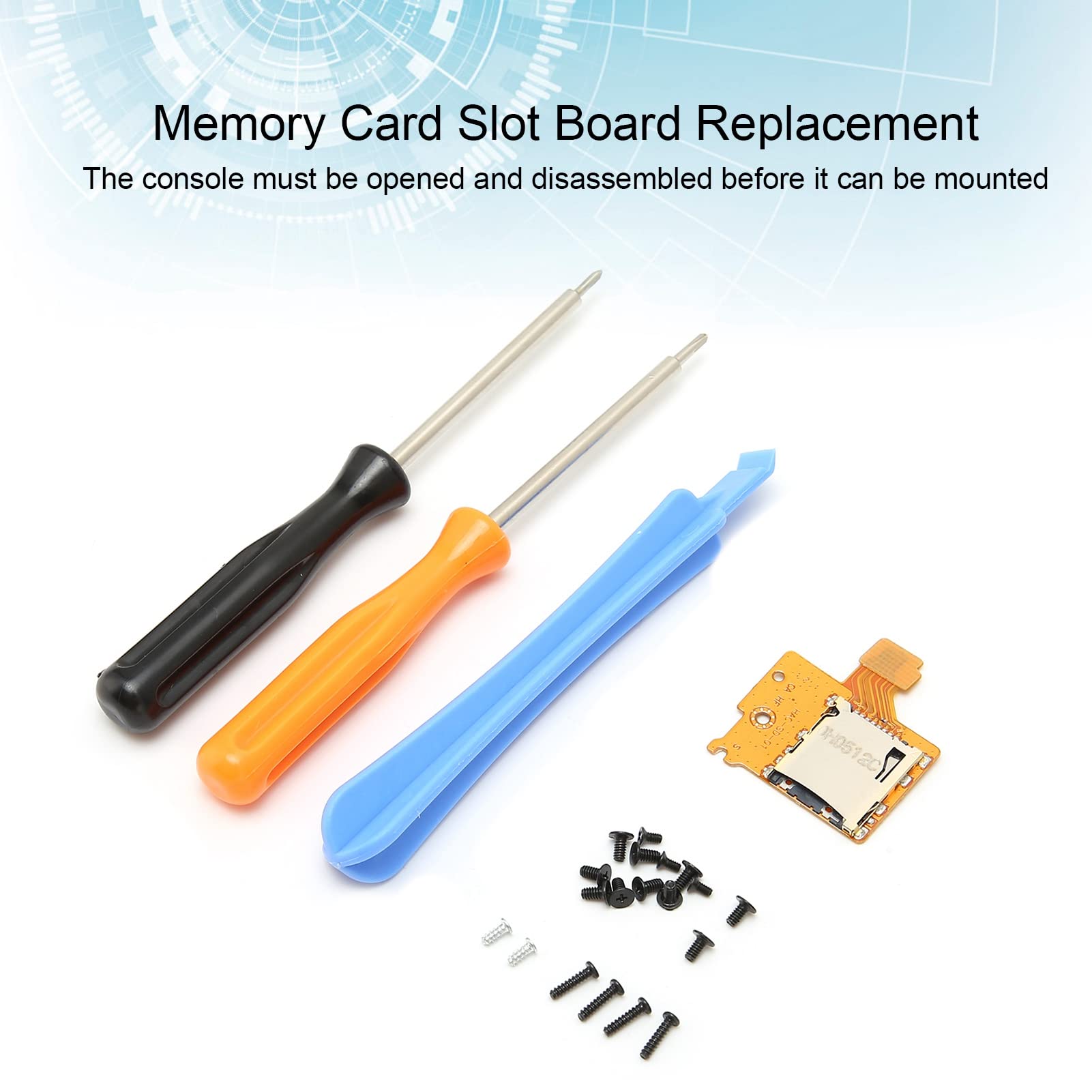 SUNGOOYUE QM2107100 Memory Card Slot Board Replacement, Memory Card Slot Socket Repair Board with Tools for Switch, Reader Board Memory Card Slot Socket Replacement