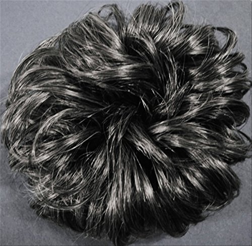 LACEY 3 inch Pony Fastener Hair Scrunchie - 44 Off Black with 50% Gray