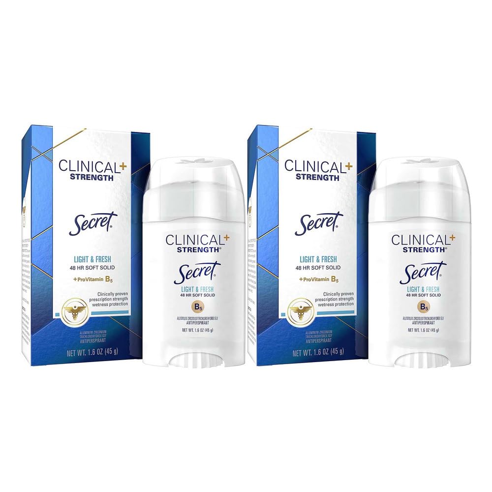 secret clinical strength advanced solid antiperspirant & deodorant 1.6 oz (pack of 2) light and fresh scent 1.6-ounce boxes (pack of 2) ad