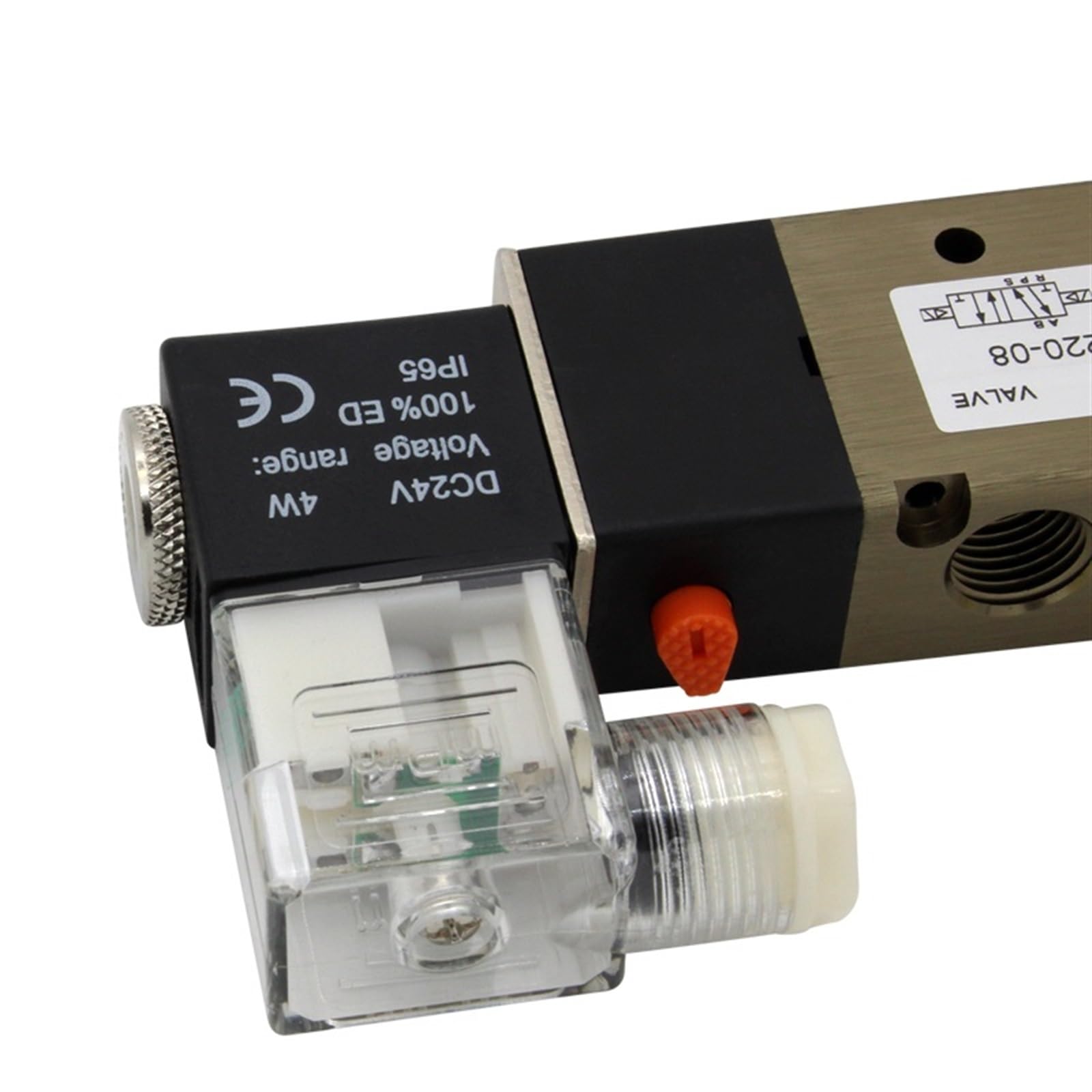 4V220-08 pneumatyczny zawór elektromagnetyczny, 5-drożny 2-pozycyjny, 1/4 cala, stop aluminium, wewnętrzny, DC12V, DC24V, AC110V, AC220V, 1 sztuka (z złączkami 12 mm, 4V220-08 AC380)